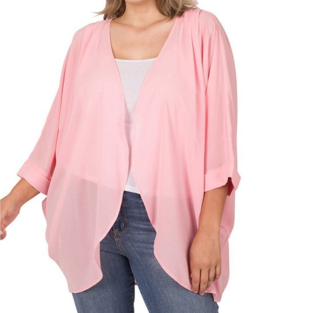 New Zenana Pink Chiffon Kimono